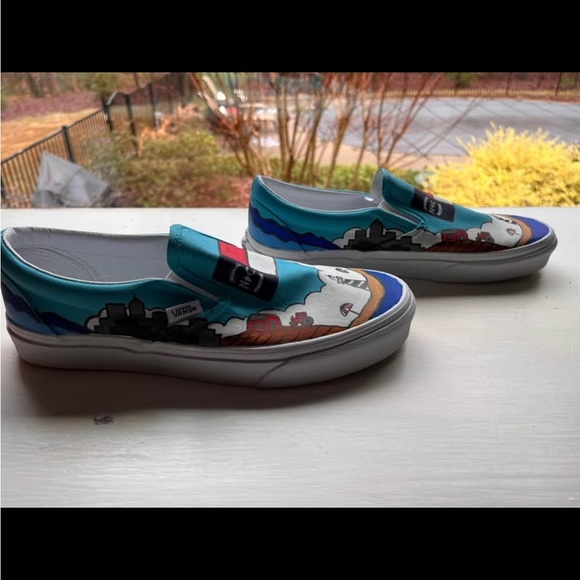 Vans Custom Hand Painted Slip-On Sneakers-Men 9/women 10.5 - Picture 6 of 10